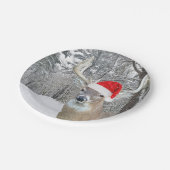 Weihnachts-Buckel in Schneeflocken Pappteller (Schrägansicht)