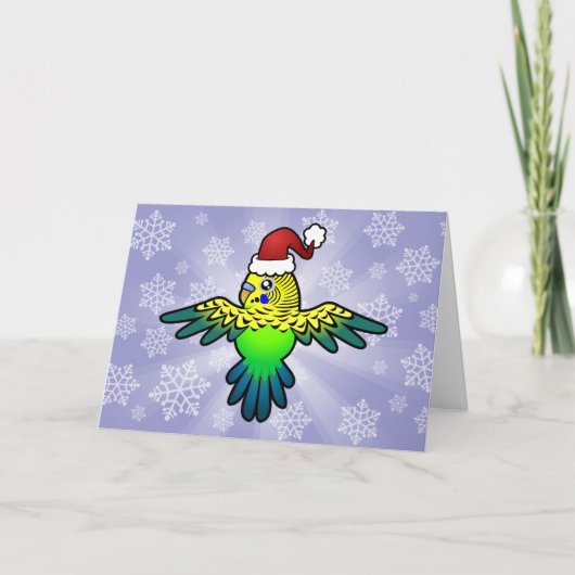 Weihnachts-Budgie Feiertagskarte (Vorderseite)