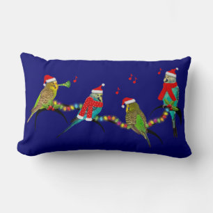 Weihnachts Budgie Frenzy Pillow (Marine) Lendenkissen