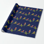 Weihnachts-Budgie Frenzy Wrapping Paper (Marine) Geschenkpapier (Ungerollt)