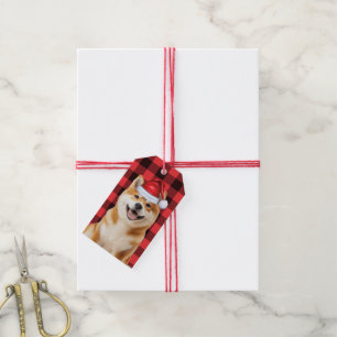 Weihnachts-Buffalo-Kariert-Akita-Hund-Christmas Geschenkanhänger