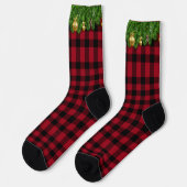 Weihnachts Buffalo Kariert Holiday Garland Pine Socken (Linkes Detail)