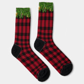 Weihnachts Buffalo Kariert Holiday Garland Pine Socken (Rechts)