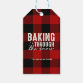 Weihnachts-Buffalo-Karo-Baking-Through-the-Snow Geschenkanhänger (Vorderseite)