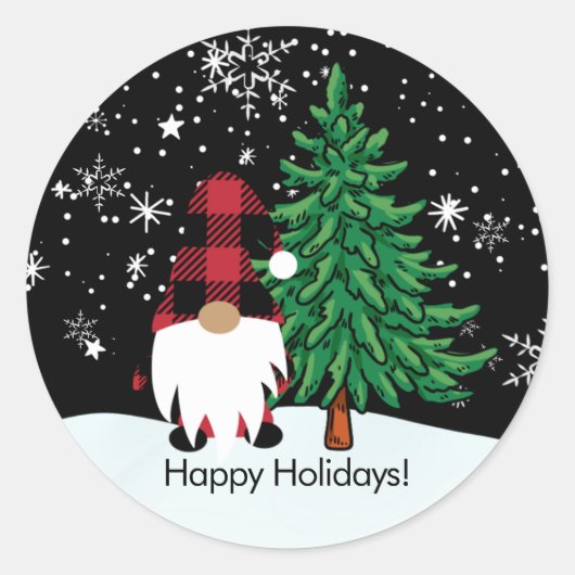 Weihnachts Buffalo Print Gnome Sticker (Vorderseite)