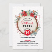 Weihnachts-Bulfinch & Weihnachtswald Blumenreath Einladung (Vorderseite)