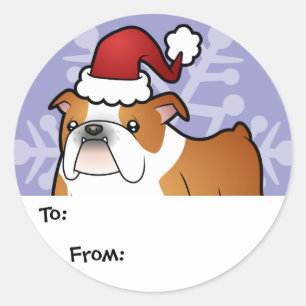 Weihnachts-Bulldog-Geschenk-Tags Runder Aufkleber