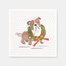 Weihnachts-Bulldog-Happy Holidays Festive Holly Hu Serviette