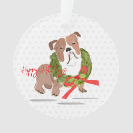 Weihnachts Bulldog Happy Holidays Jahr Holly Hund Ornament