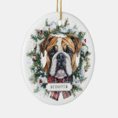 Weihnachts-Bulldog-Keramik Circle Ornament (Rechts)