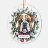 Weihnachts-Bulldog-Keramik Circle Ornament (Links)