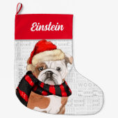 Weihnachts-Bulldog mit Hundeband Großer Weihnachtsstrumpf (Vorderseite)