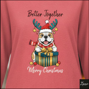 Weihnachts-Bulldog-Rein-Tuch-Geschenk-Grafik Tri-Blend Shirt