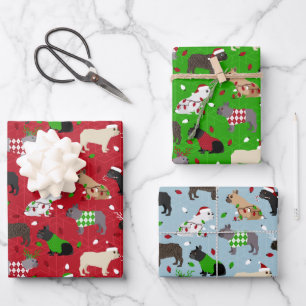 Weihnachts-Bulldog-Wrapping Paper Sheets Geschenkpapier Set