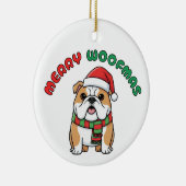 Weihnachts-Bulldogge-Ornament: Fröhliche Woofmas Keramik Ornament (Rechts)