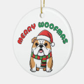 Weihnachts-Bulldogge-Ornament: Fröhliche Woofmas Keramik Ornament (Links)