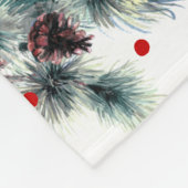 Weihnachts-Bullfinch & Evergreens-Muster Fleecedecke (Ecke)