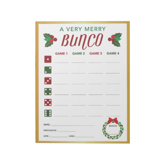 Weihnachts-Bunco-Party-Spielkarte Notizblock (Rotiert)