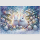 Weihnachts-Bunnies magischer Winterwald-Dekoupage Seidenpapier (Vorderseite)