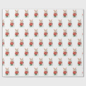 Weihnachts-Bunnies mit Skis Geschenkpapier (Flach)