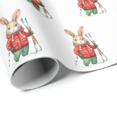 Weihnachts-Bunnies mit Skis Geschenkpapier (Rolleneckpunkt)