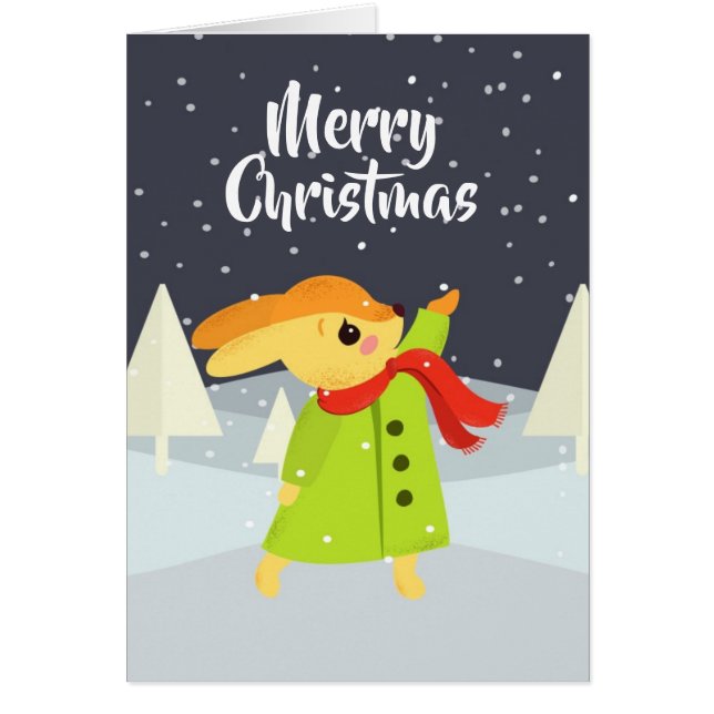 Weihnachts Bunny Catching Schneeflocken Niedlich (Vorne)