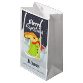 Weihnachts Bunny Catching Schneeflocken Niedlich Kleine Geschenktüte (Vorderseite Schrägansicht)