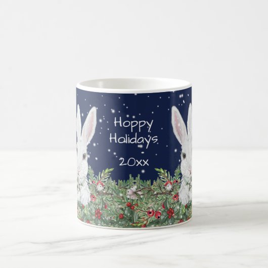 Weihnachts-Bunny-Rabbit festes Winter-Custom-Datum Kaffeetasse (Mittel)