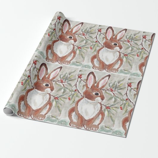 Weihnachts Bunny Rabbit Winter Snowy Geschenkwrake Geschenkpapier (Ungerollt)