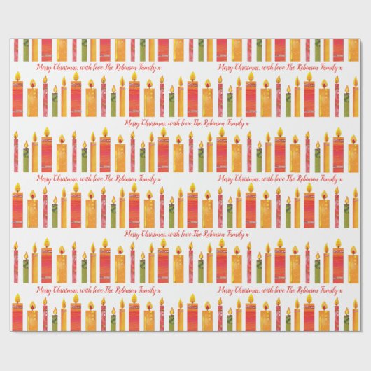 Weihnachts-bunte Collage Kerzen Muster Geschenkpapier (Flach)