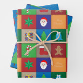 Weihnachts-bunte Square-Muster Papierblätter Geschenkpapier Set (Beispiel)