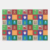 Weihnachts-bunte Square-Muster Papierblätter Geschenkpapier Set (Vorderseite)