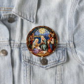 Weihnachts-Buntglas-Darstellung der Geburt Jesu Button (Beispiel)