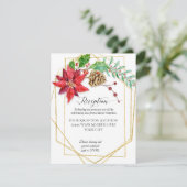 Weihnachts-Burgund Floral Gold Geometric Wedding Einladung (Stehend Vorderseite)