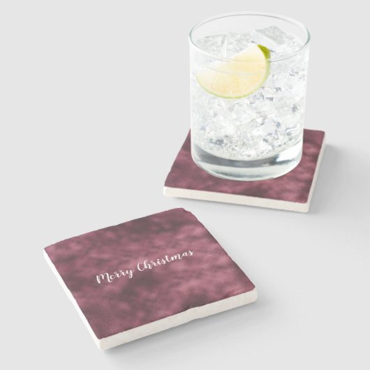 Weihnachts Burgundy Red Steinuntersetzer (Seitenansicht)