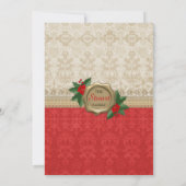 Weihnachts Burlap Damask Weihnachtsmann Einladung (Rückseite)