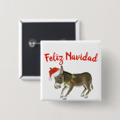 Weihnachts Burro Feliz Navidad individuell anpassb Button (Vorne & Hinten)