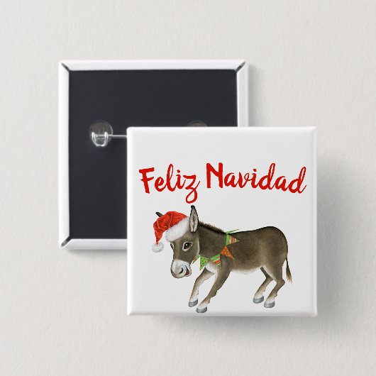 Weihnachts Burro Feliz Navidad individuell anpassb Button (Vorne & Hinten)