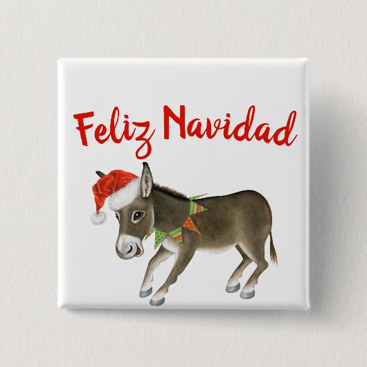 Weihnachts Burro Feliz Navidad individuell anpassb Button (Vorderseite)