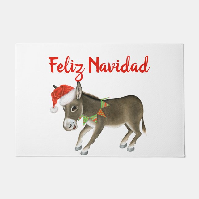 Weihnachts Burro Feliz Navidad individuell anpassb Fußmatte (Vorderseite)