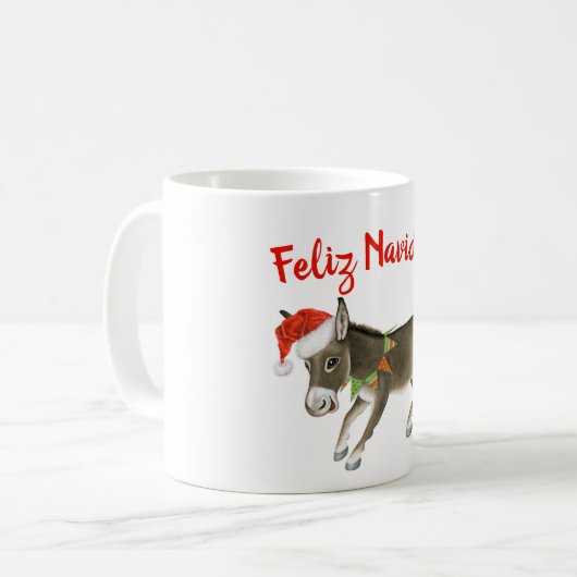 Weihnachts Burro Feliz Navidad individuell anpassb Kaffeetasse (Vorderseite Links)