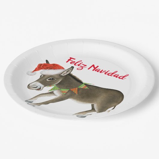 Weihnachts Burro Feliz Navidad individuell anpassb Pappteller (Schrägansicht)