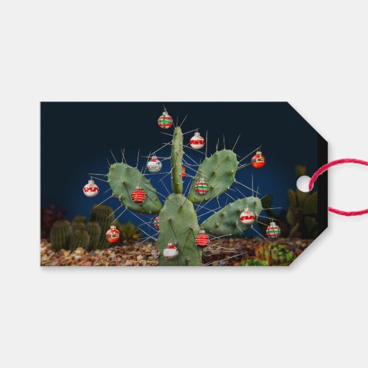 Weihnachts-Cactus-Kugeln Geschenkanhänger (Vorderseite (Horizontal))