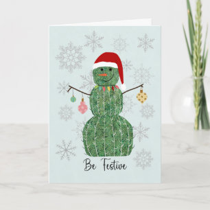 Weihnachts-Cactus-Schneemann Sei Festlich Karte
