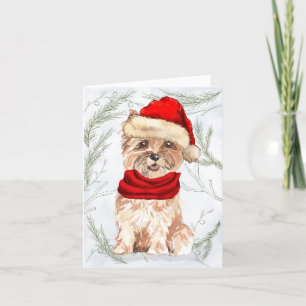 Weihnachts Cairn Terrier Dog und Botanische Kiefer Feiertagskarte