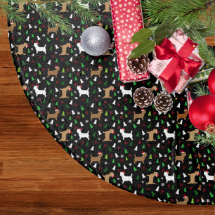 Weihnachts Cairn Terrier in Weihnachtsmannmützen S Polyester Weihnachtsbaumdecke