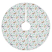 Weihnachts Cairn Terrier in Weihnachtsmannmützen W Polyester Weihnachtsbaumdecke (Vorderseite)