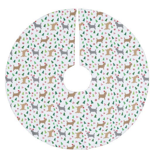 Weihnachts Cairn Terrier in Weihnachtsmannmützen W Polyester Weihnachtsbaumdecke (Vorderseite)