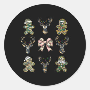 Weihnachts-Camouflage Coquette Bow Gingerbread Rei Runder Aufkleber