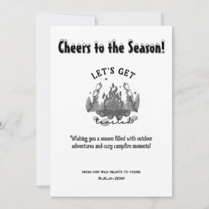 Weihnachts-Camp Feuer Pine Outdoor Adventure Black Feiertagskarte